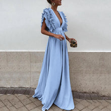 Donata™ – Damen Kleid Hochzeitsgast Mit V-Kragen – Blau
