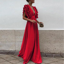 Donata™ – Damen Kleid Hochzeitsgast Mit V-Kragen – Rot
