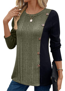 Donna | Gerippte Bluse – Grün
