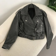 Benthe - stylische Lederjacke für den Frühling – Grau