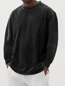 Nestor | Rundhalsausschnitt Langarmshirt – Schwarz