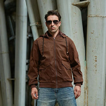 EASTON - Lederjacke mit Kapuze – Braun
