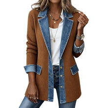Cendall - Stylische Strick Jacke Mit Denim – Khaki