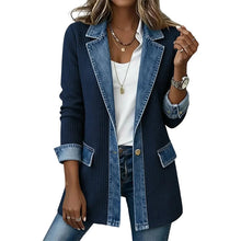 Cendall - Stylische Strick Jacke Mit Denim – Marineblau