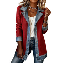 Cendall - Stylische Strick Jacke Mit Denim – Rot