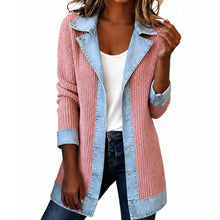 Cendall - Stylische Strick Jacke Mit Denim – Rosa