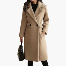 Claudia | Damen Klassischer Doppelknopf Wintermantel – Camel