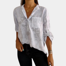 Damen Blumen Button Down Hemd | Leicht – Weiß