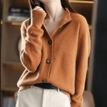 Eva | Damen Lässige Strickjacke mit langen Ärmeln – Orange