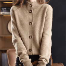 Eva | Damen Lässige Strickjacke mit langen Ärmeln – Braun