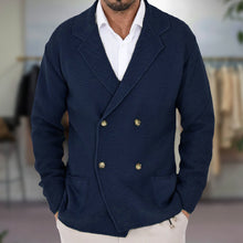 Elegante Strickjacke mit Blazer-Optik für besondere Anlässe – Blau