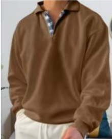 Eleganter Freizeitpullover mit stilvollem Kragen – Braun