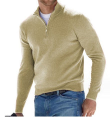 Eleganter Pullover mit Halbreißverschluss für Stilbewusste – Aprikose