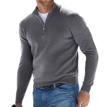 Eleganter Pullover mit Halbreißverschluss für Stilbewusste – Grau
