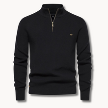 Eleganter Pullover mit Stehkragen und Zip – Schwarz