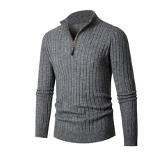 Eleganter Strickpullover mit Halbreißverschluss für Stil – Grau
