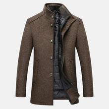 Eleganter Wollmantel mit Stehkragen für Herren – Braun