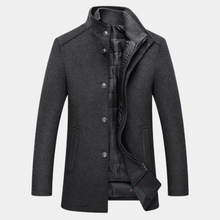 Eleganter Wollmantel mit Stehkragen für Herren – Grau