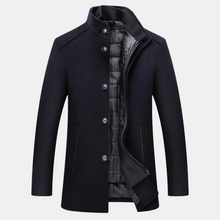 Eleganter Wollmantel mit Stehkragen für Herren – Blau