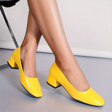 Eleganza™ – Modische Damen Pumps mit Bequemem Blockabsatz – Gelb