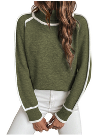Turtleneck Pullover Damen kuschelig warm – Dunkelgrün