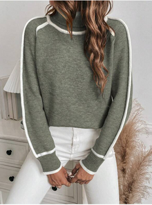 Turtleneck Pullover Damen kuschelig warm – Grün