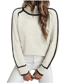 Turtleneck Pullover Damen kuschelig warm – Weiß