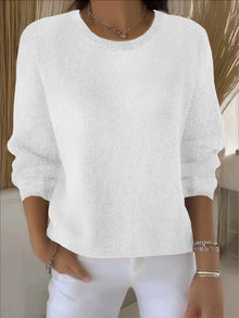 Claudia | Damen Alltagstauglicher Winter-Strickpullover – Weiß
