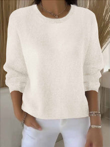 Claudia | Damen Alltagstauglicher Winter-Strickpullover – Aprikose