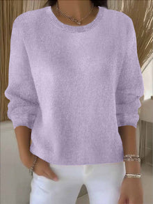Claudia | Damen Alltagstauglicher Winter-Strickpullover – Hellviolett