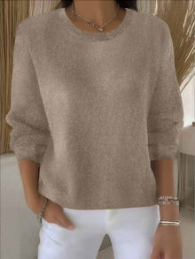 Claudia | Damen Alltagstauglicher Winter-Strickpullover – Khaki