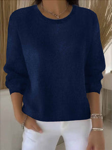Claudia | Damen Alltagstauglicher Winter-Strickpullover – Dunkelblau