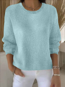Claudia | Damen Alltagstauglicher Winter-Strickpullover – Hellgrün