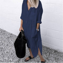 Emma - Lässiges Oversized Button-Down-Hemdkleid für Damen | Minimalistisches Hemdblusenkleid mit langen Ärmeln und Taschen – Lila