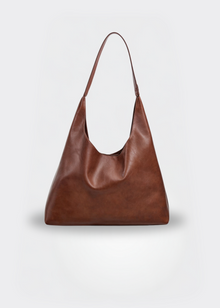 Große Damen Handtasche – Vegane Ledertasche mit Reißverschluss – Braun