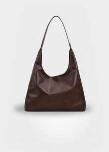 Große Damen Handtasche – Vegane Ledertasche mit Reißverschluss – Dunkelbraun