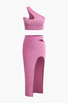 Romy | Asymmetrisches Zweiteiler-Set mit Cut-Out-Details – Rosa