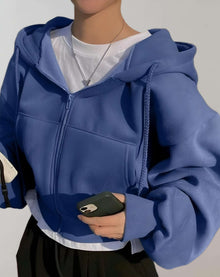 Erica -  Übergroße Jacke mit Reißverschluss und Seitentaschen Jacke – Blau