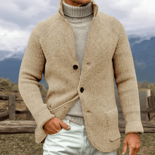 ERWIN - STRICKJACKE AUS GROBER STRICKOPTIK – Beige