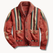 Jonnie – Bequeme Strick-Strickjacke im Schal-Stil – Rot
