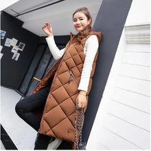 Stylischer Ärmelloser Langer Daunen Mantel mit Reissverschluss für Damen | Ideal für den Winter – Braun