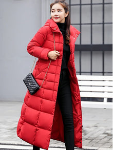 Stylischer Warmer Daunenmantel mit Fellkapuze für Damen | Ideal für den Winter – Rot