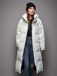 Stylischer Langer Winter Daunenmantel für Damen | Ideal für den Winter – Weiß