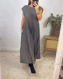 Sheria | Elegant Pleated Kleid – Gray