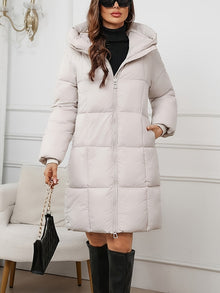 Schicker Mid-Länge Kapuzen Steppmantel für Damen | Ideal für den Winter – Grau