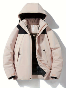 Thermischer Winddichter Kapuzen Wintermantel mit Reissverschluss-Tasche für Damen | Ideal für den Winter – Rosa