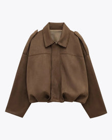 Oversized Damenjacke aus Suède – Stilvolle Jacke für jede Gelegenheit – Braun