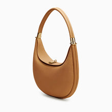 Fay | Kleine strukturierte Damenhandtasche aus echtem Leder mit Drehverschluss & Top-Handle – Braun