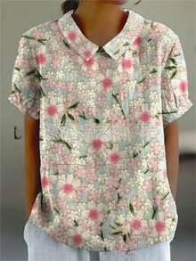 Damen Vintage Bluse mit Blumenmuster – Lässig & Elegant – Weiß 2