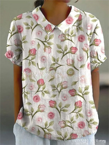 Damen Vintage Bluse mit Blumenmuster – Lässig & Elegant – Weiß 3